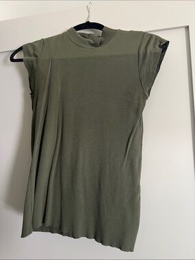 Zara Olive Green Mock Neck Cap-Sleeve Tank